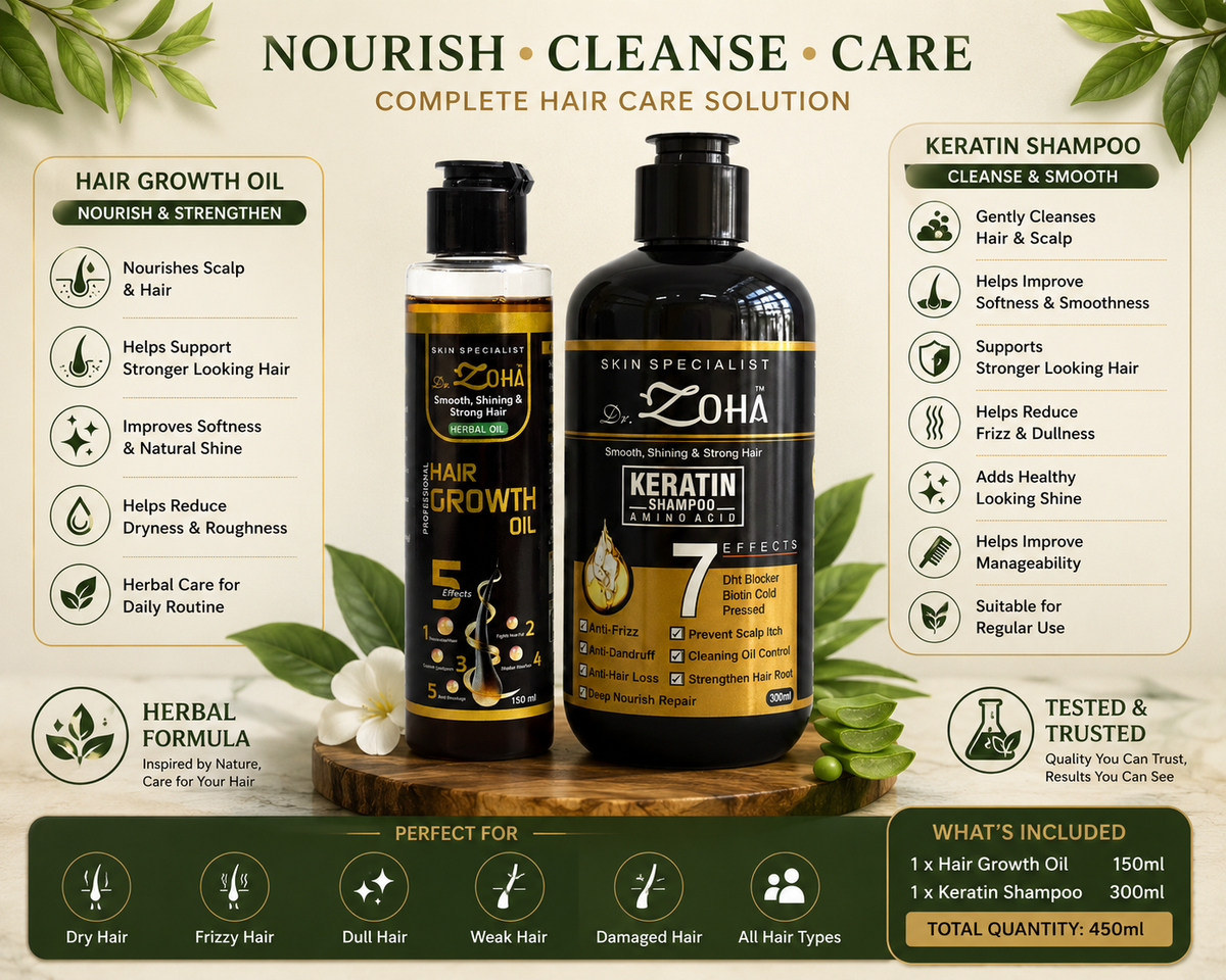 Dr. Zoha Hair Growth Oil & Keratin Shampoo Combo | Herbal Hair Care